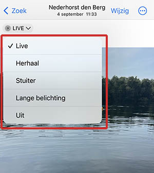 Effect toevoegen aan Live Photo